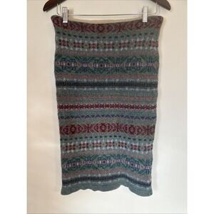 Lauren Ralph Lauren Wool Blend Knit‎ Pencil Skirt Women's PM Medium Aztec Print